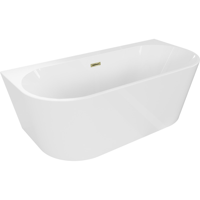 Mexen Oval+ volně stojící vanová nádrž přisazená ke zdi 170 x 80 cm, bílá, přepad zlatý - 52681708000-50
