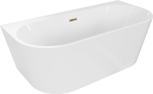 Mexen Oval+ volně stojící vana přisazená 170 x 80 cm, bílá, přepad zlatý - 52681708000-50