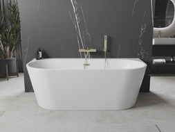 Mexen Oval+ volně stojící vanová nádrž přisazená ke zdi 170 x 80 cm, bílá, přepad zlatý - 52681708000-50