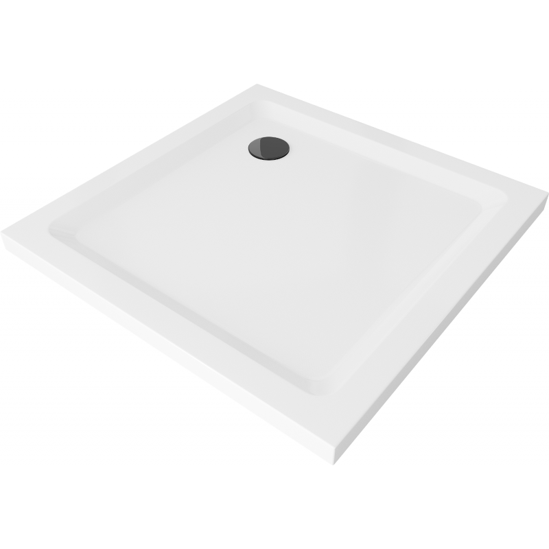 Mexen Flat čtvercový sprchový kout slim 90 x 90 cm, bílý, černý sifon - 40109090B