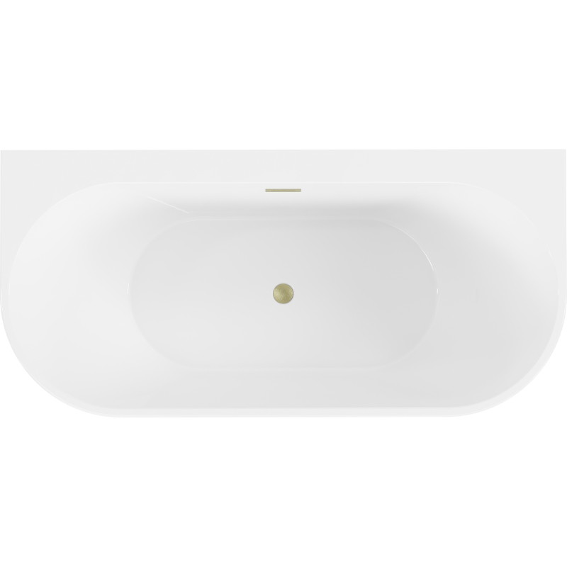 Mexen Oval+ volně stojící vana u stěny 170 x 80 cm, bílá, přepad zlatý kartáčovaný - 52681708000-55