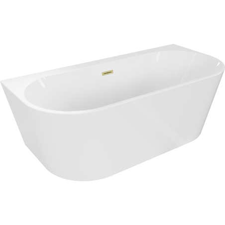 Mexen Oval+ volně stojící vana ke stěně 170 x 80 cm, bílá, přetok zlatý kartáčovaný - 52681708000-55