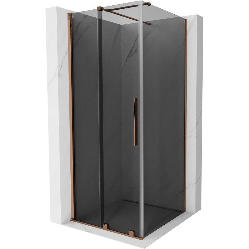 Mexen Velar posuvná sprchová kabina 90 x 90 cm, grafit, růžové zlato - 871-090-090-41-60