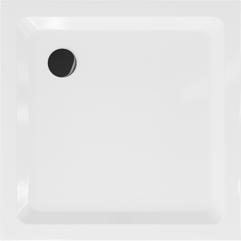 Mexen Flat čtvercový sprchový kout slim 90 x 90 cm, bílý, černý sifon - 40109090B