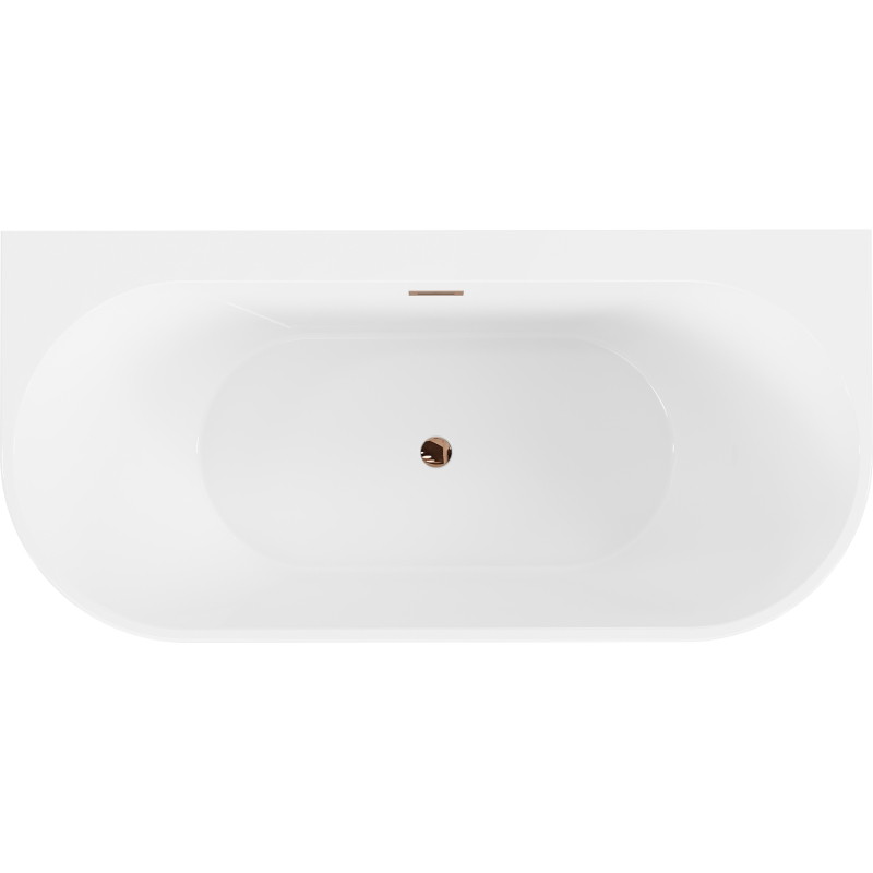 Mexen Oval+ volně stojící vana ke stěně 170 x 80 cm, bílá, přepad růžové zlato - 52681708000-60