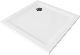 Mexen Flat čtvercová sprchová vanička slim 70 x 70 cm, bílá, černý sifon - 40107070B
