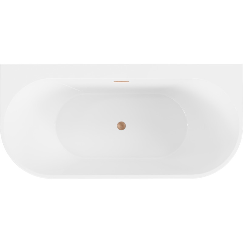 Mexen Oval+ volně stojící přisazená vana 170 x 80 cm, bílá, přepad měď kartáčovaná - 52681708000-65