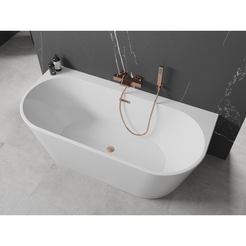Mexen Oval+ volně stojící přisazená vana 170 x 80 cm, bílá, přepad měď kartáčovaná - 52681708000-65