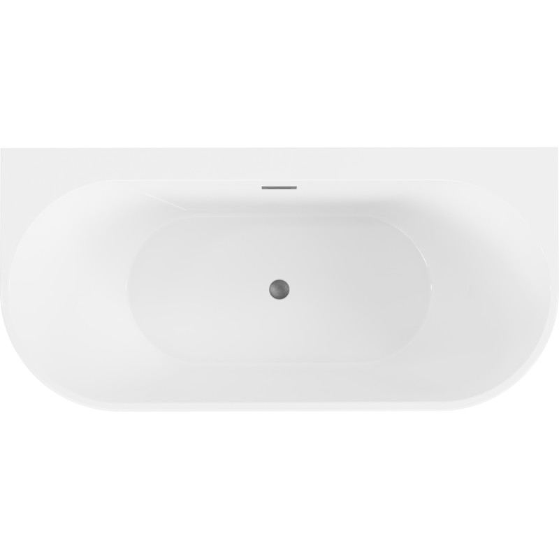 Mexen Oval+ volně stojící vana ke stěně 170 x 80 cm, bílá, přepad gun gray kartáčovaný - 52681708000-66