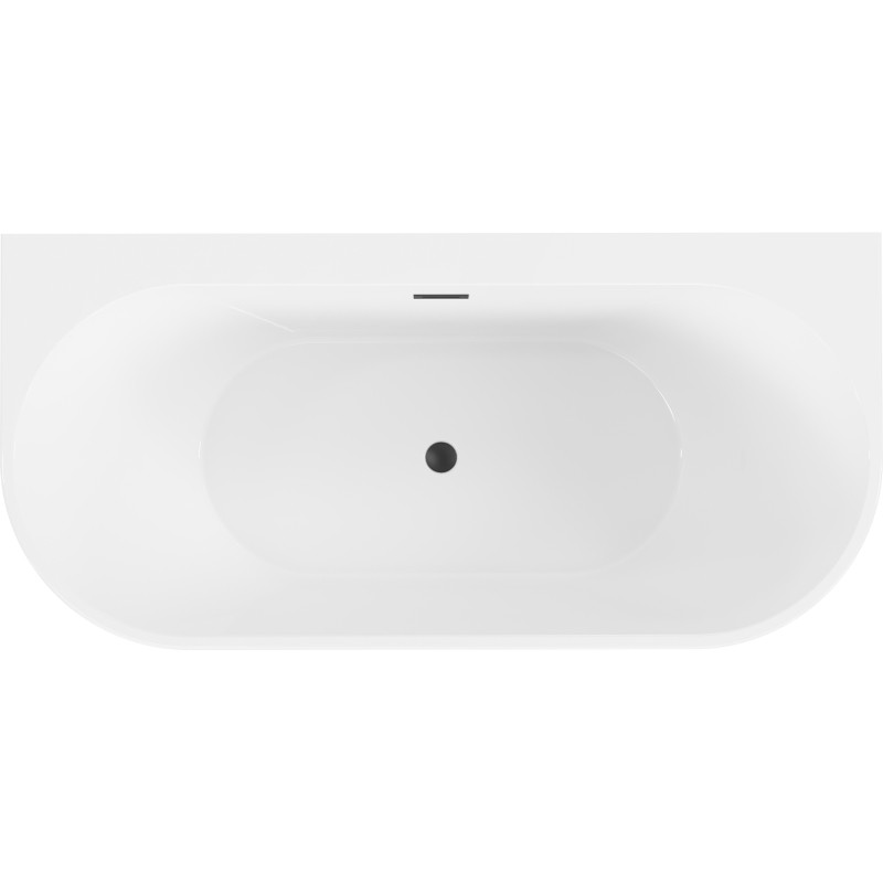 Mexen Oval+ volně stojící přístěnná vana 170 x 80 cm, bílá, černý přepad - 52681708000-70