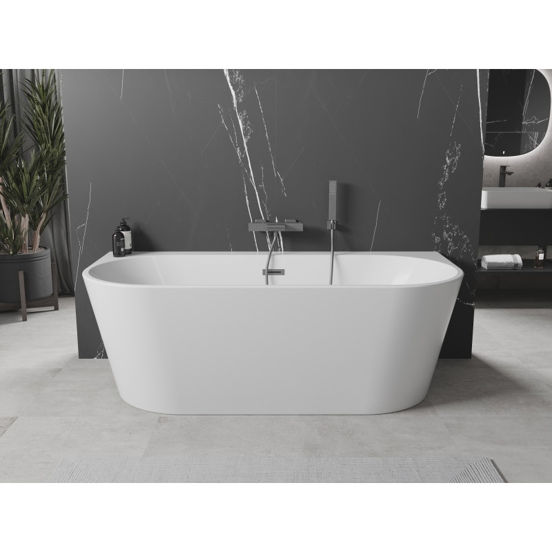 Mexen Oval+ volně stojící přístěnná vana 170 x 80 cm, bílá, přepad gun metal - 52681708000-95