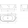 Mexen Oval+ volně stojící přístěnná vana 170 x 80 cm, bílá, přepad gun metal - 52681708000-95