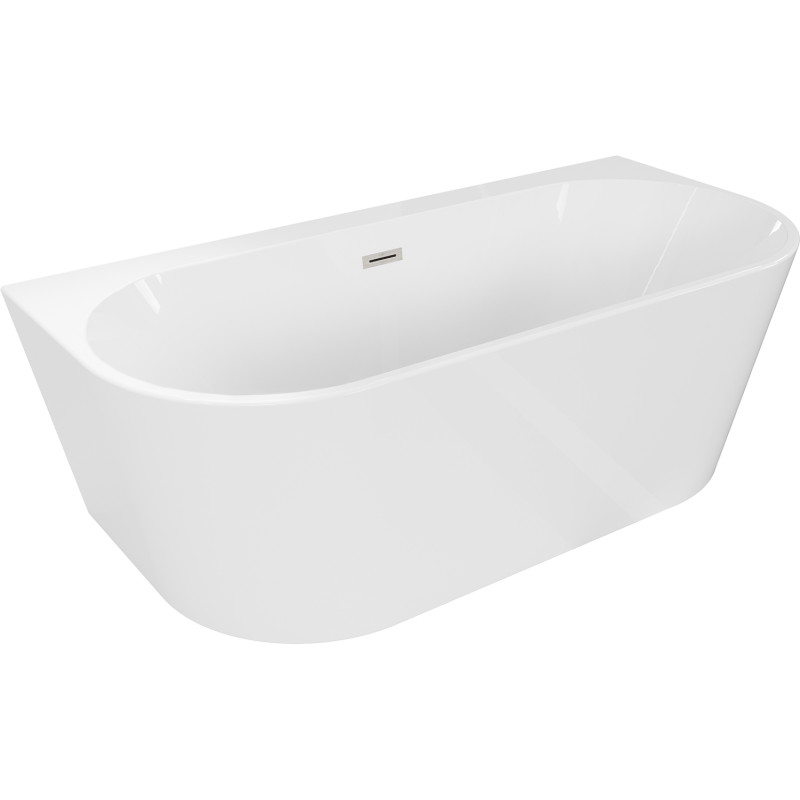 Mexen Oval+ volně stojící přístěnná vana 170 x 80 cm, bílá, přepad kartáčovaný nikl - 52681708000-97