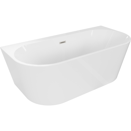 Mexen Oval+ volně stojící přístěnná vana 170 x 80 cm, bílá, přepad kartáčovaný nikl - 52681708000-97