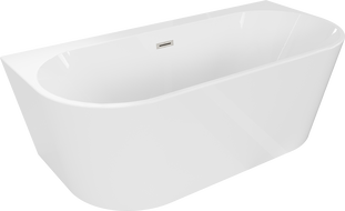 Mexen Oval+ samostatná stěnová vana 170 x 80 cm, bílá, přepad kartáčovaný nikl - 52681708000-97