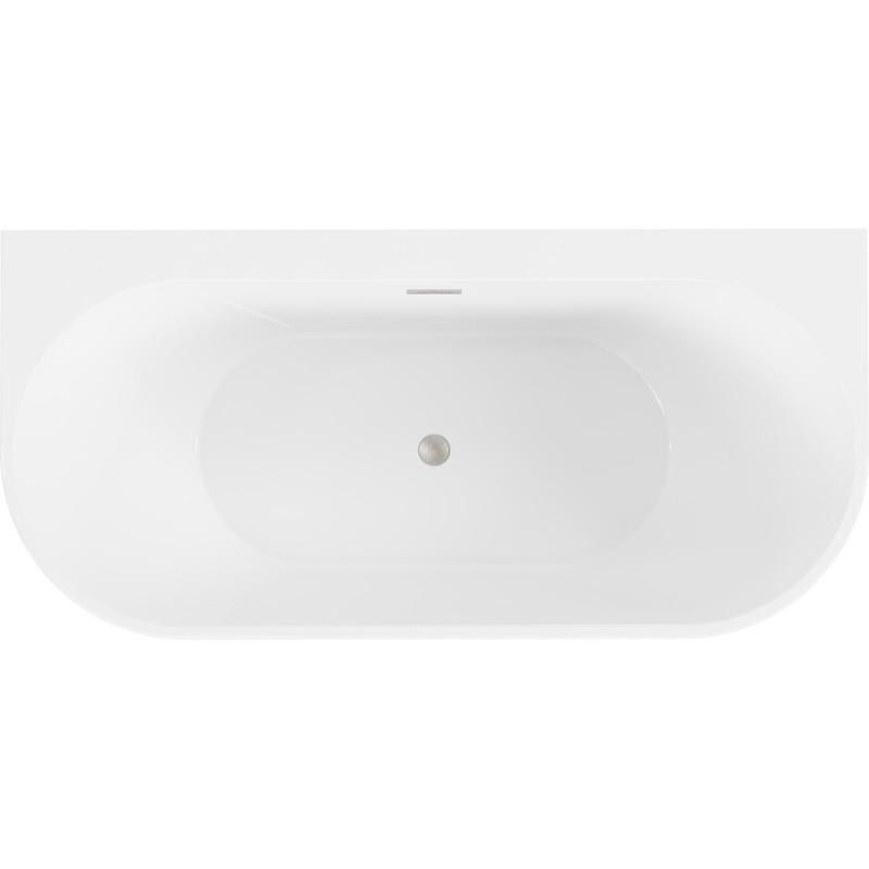 Mexen Oval+ volně stojící přístěnná vana 170 x 80 cm, bílá, přepad kartáčovaný nikl - 52681708000-97