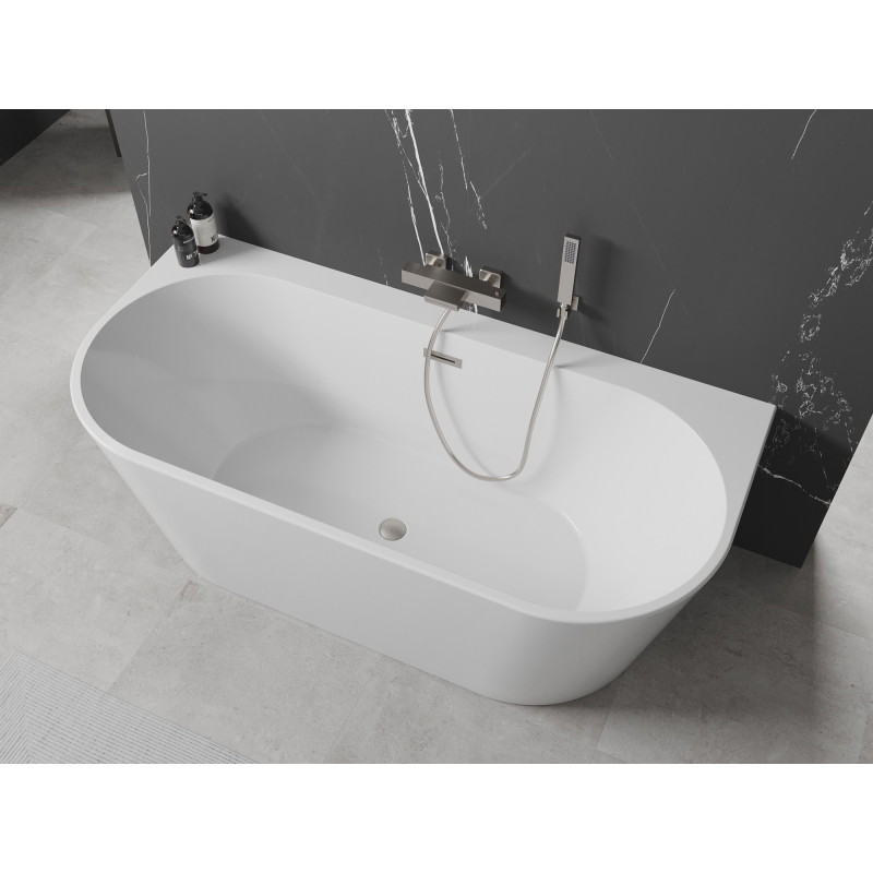 Mexen Oval+ volně stojící přístěnná vana 170 x 80 cm, bílá, přepad kartáčovaný nikl - 52681708000-97