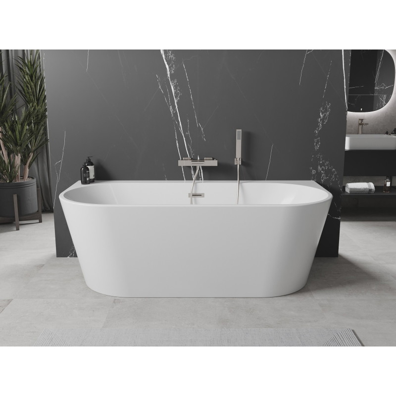 Mexen Oval+ volně stojící přístěnná vana 170 x 80 cm, bílá, přepad kartáčovaný nikl - 52681708000-97