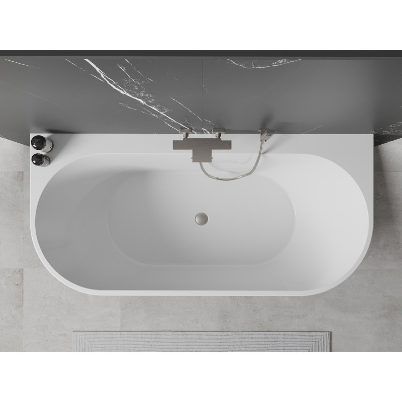 Mexen Oval+ volně stojící přístěnná vana 170 x 80 cm, bílá, přepad kartáčovaný nikl - 52681708000-97