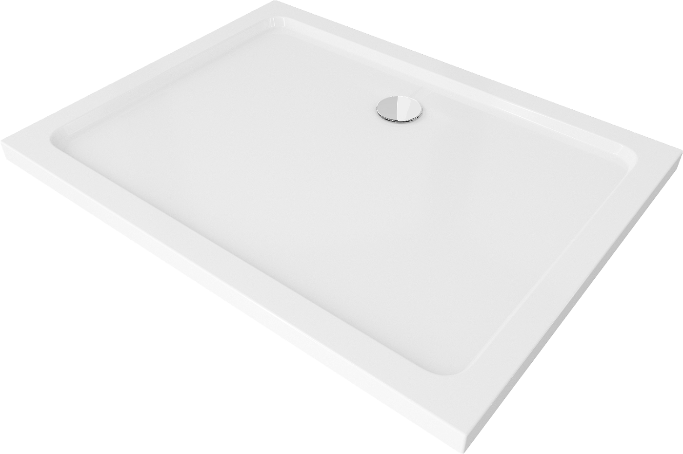 Mexen Flat obdélníková vanička do sprchového koutu slim 100 x 90 cm, Bílá, sifon Chromovaná - 40109010