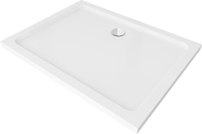 Mexen Flat obdélníková sprchová vanička slim 120 x 80 cm, bílá, sifon chrom - 40108012