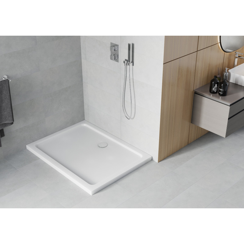 Mexen Flat obdélníková sprchová vanička slim 120 x 80 cm, bílá, sifon chrom - 40108012