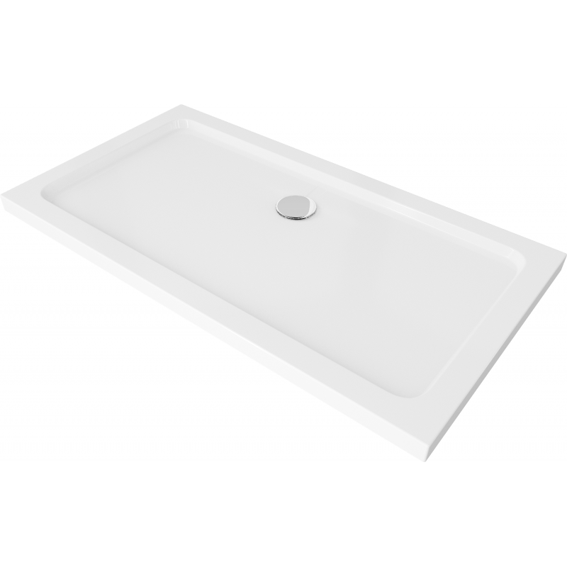 Mexen Flat obdélníkový sprchový kout slim 130 x 70 cm, bílý, sifon chrom - 40107013