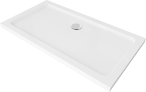 Mexen Flat obdélníkový sprchový kout slim 130 x 70 cm, bílý, sifon chrom - 40107013
