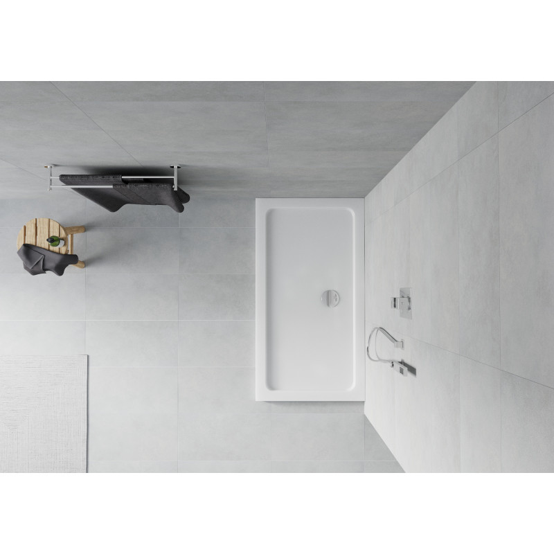 Mexen Flat obdélníkový sprchový kout slim 140 x 70 cm, bílý, sifon chrom - 40107014