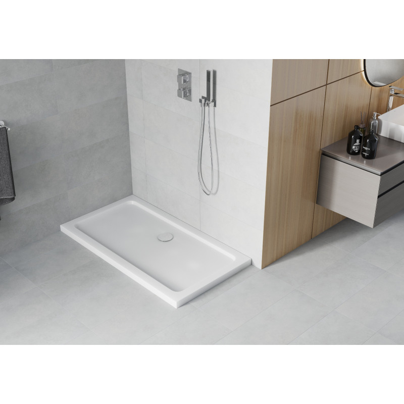 Mexen Flat obdélníková sprchová vanička slim 120 x 70 cm, bílá, sifon chrom - 40107012
