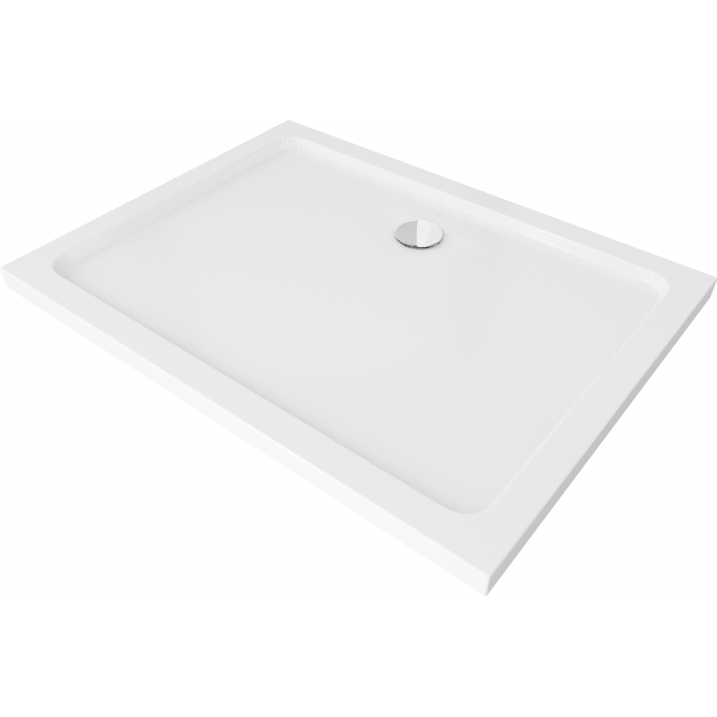 Mexen Flat obdélníková sprchová vanička slim 140 x 100 cm, bílá, sifon chrom - 40101014