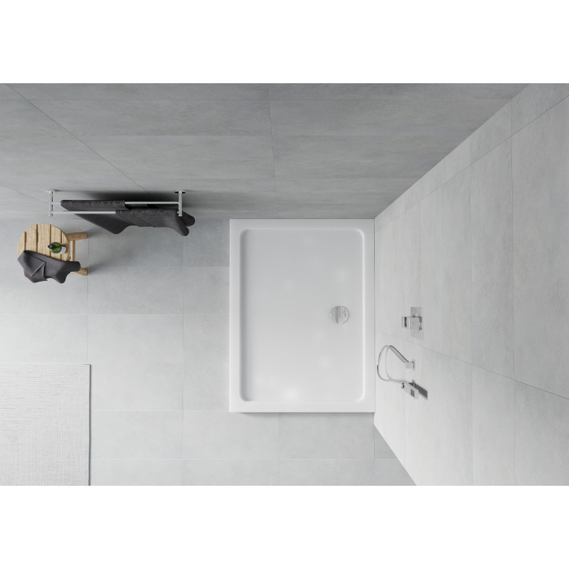 Mexen Flat obdélníková sprchová vanička slim 130 x 100 cm, bílá, sifon chrom - 40101013