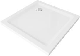 Mexen Flat čtvercová vanička do sprchového kout slim 90 x 90 cm, Bílá, sifon Chromovaná - 40109090