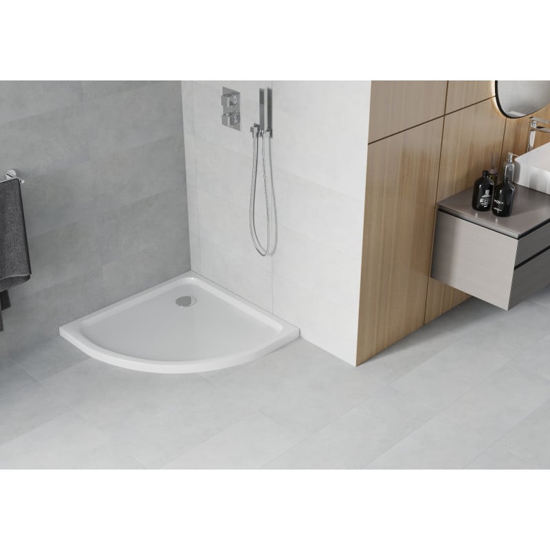 Mexen Flat tvarovaná sprchová vanička slim 70 x 70 cm, bílá, sifon chrom - 41107070