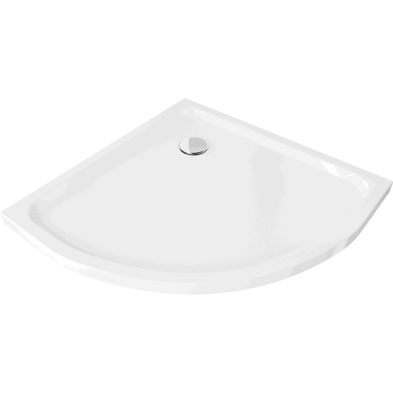 Mexen Flat sprchová vanička půlkruhová slim 80 x 80 cm, bílá, sifon chrom - 41108080