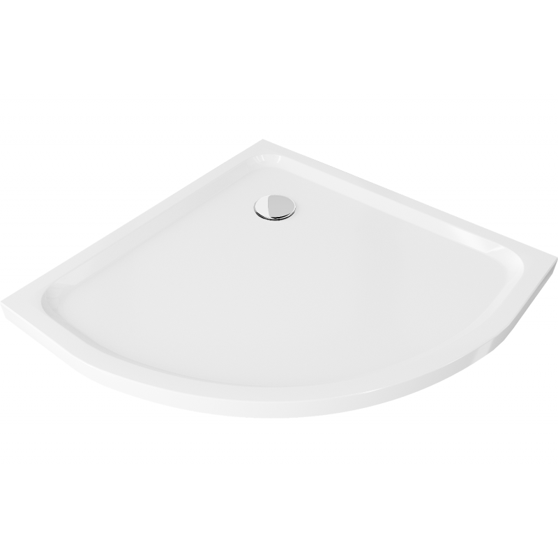 Mexen Flat čtvrtkruhová sprchová vanička slim 90 x 90 cm, bílá, sifon chrom - 41109090