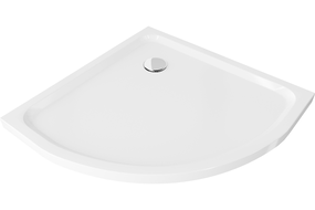 Mexen Flat polokruhový slim 90 x 90 cm, bílý, sifon chrom - 41109090