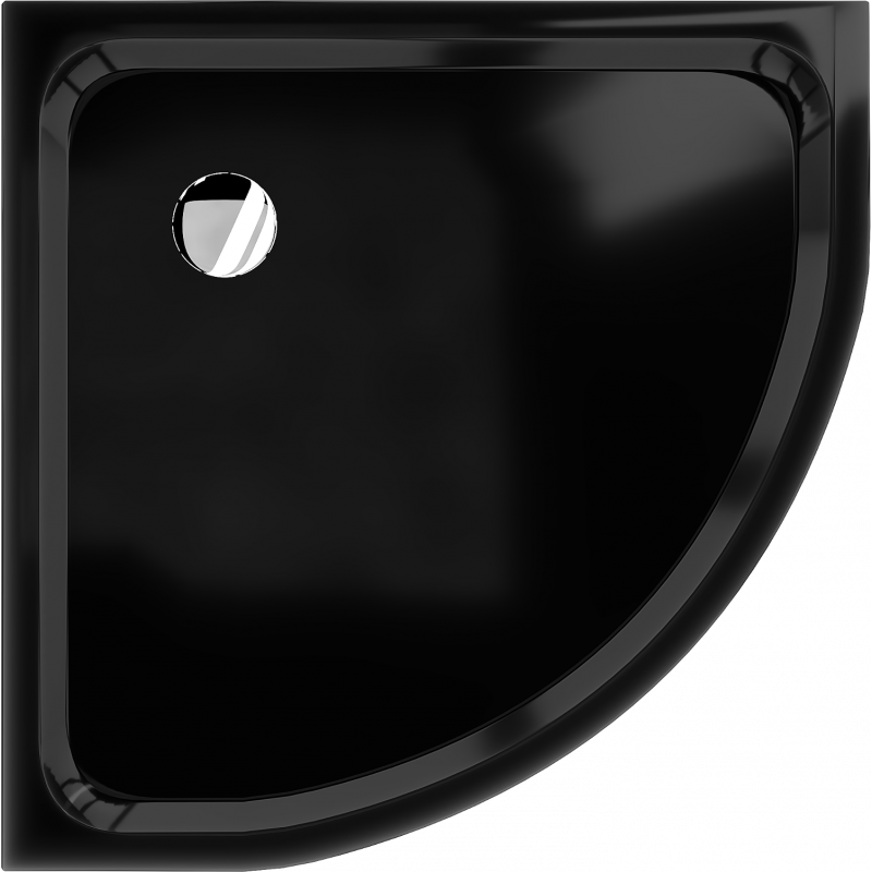 Mexen Flat sprchová vanička půlkruhová slim 90 x 90 cm, černá, sifon chrom - 41709090