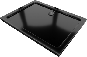 Mexen Flat tenká obdélníková sprchová vanička 100 x 80 cm, černá, černý sifon - 40708010B