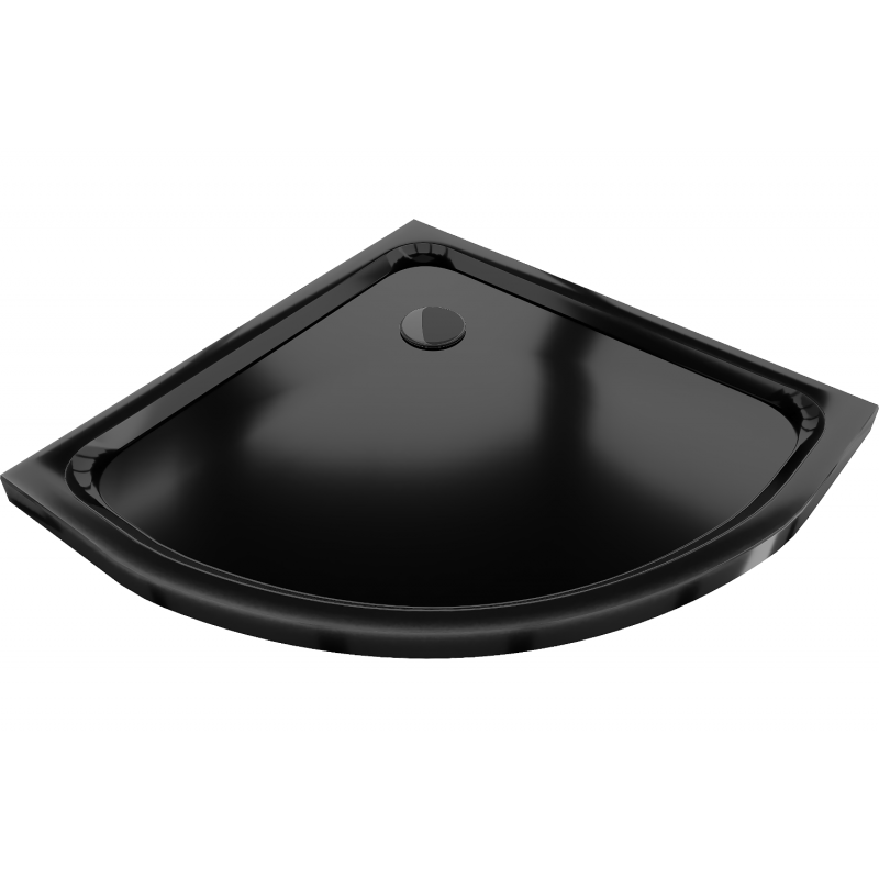 Mexen Flat polokruhový slim sprchový kout 90 x 90 cm, černý, sifon černý - 41709090B