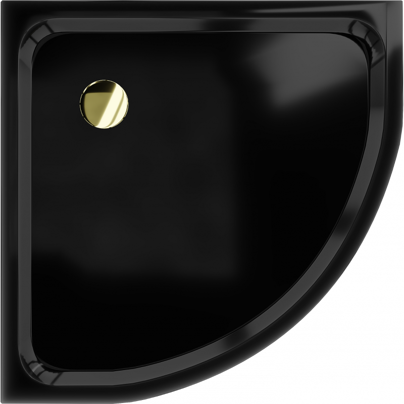 Mexen Flat sprchová vanička půlkulatá slim 80 x 80 cm, černá, sifon zlatý - 41708080G