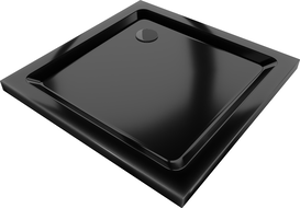 Mexen Flat čtvercová sprchová vana slim 90 x 90 cm, černá, černý sifon - 40709090B