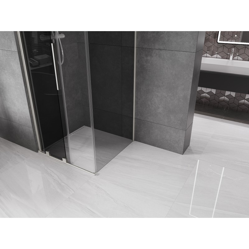 Mexen Velar posuvná sprchová kabina 90 x 90 cm, grafit, kartáčovaný nikl - 871-090-090-41-97