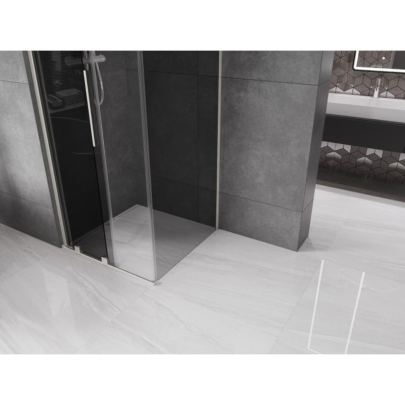 Mexen Velar sprchový kout posuvný 100 x 100 cm, grafit, kartáčovaný nikl - 871-100-100-41-97