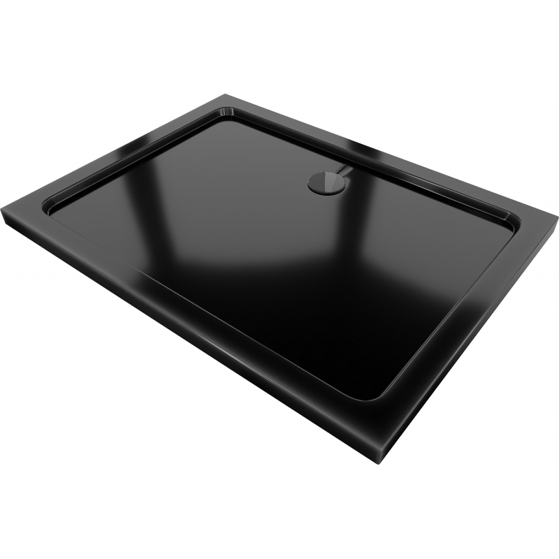 Mexen Flat obdélníkový sprchový kout slim 120 x 90 cm, černý, sifon černý - 40709012B