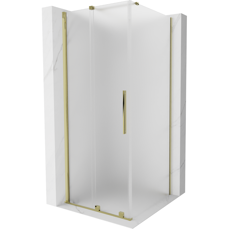 Mexen Velar posuvná sprchová kabina 120 x 120 cm, mléčné sklo, zlatá - 871-120-120-31-50