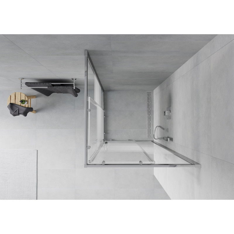 Mexen Rio čtvercová sprchová kabina 90 x 90 cm, bílé pruhy, chrom - 860-090-090-01-20