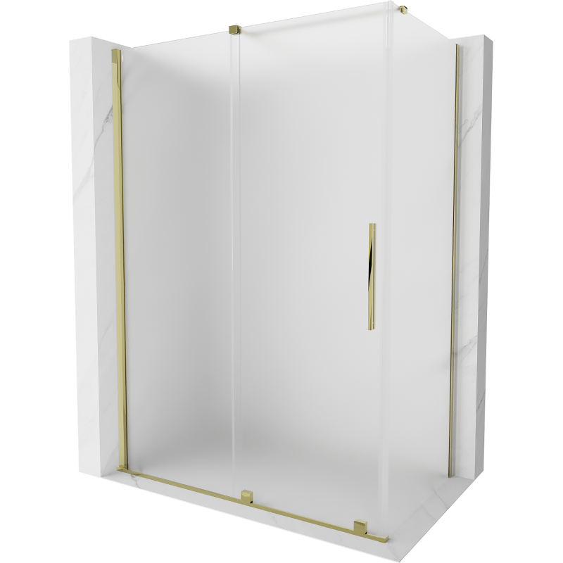 Mexen Velar sprchový kout posuvný 160 x 70 cm, matné sklo, zlatý - 871-160-070-31-50