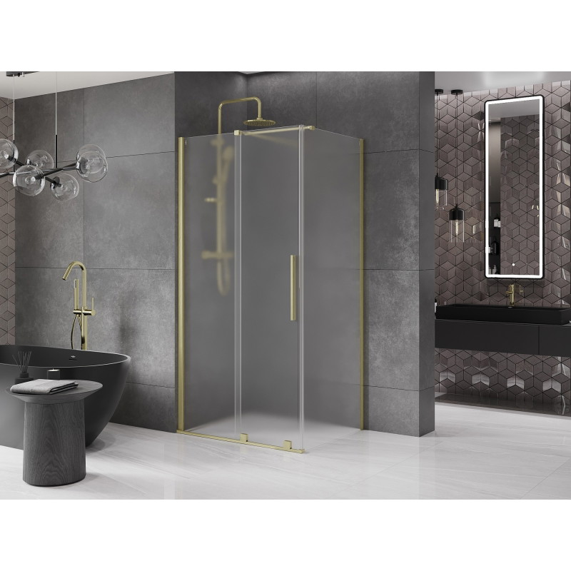 Mexen Velar posuvná sprchová kabina 90 x 80 cm, mat, zlato kartáčované - 871-090-080-31-55