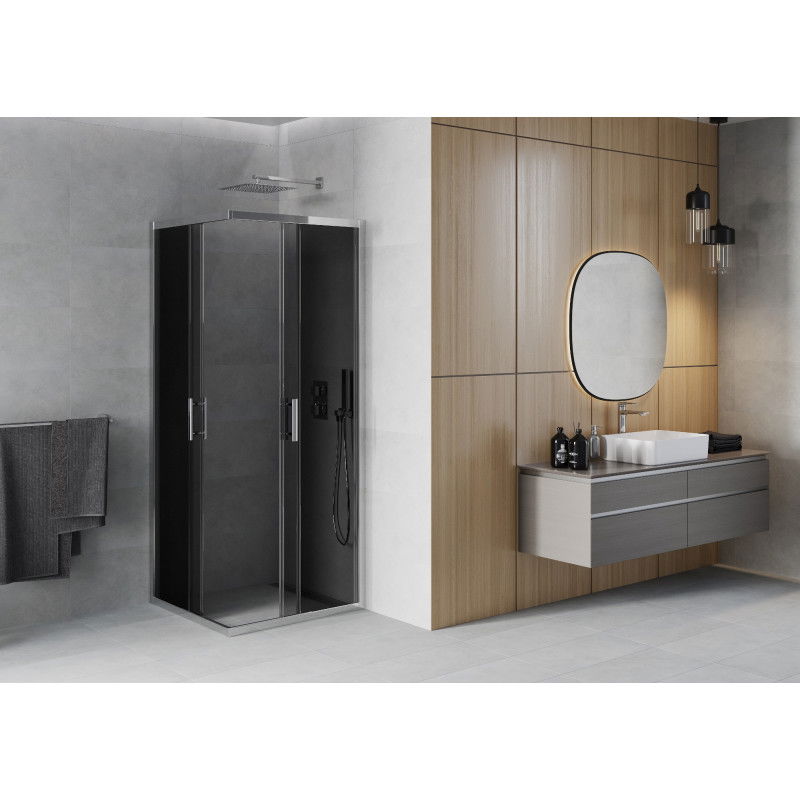 Mexen Rio čtvercový sprchový kout 80 x 80 cm, grafit, chrom - 860-080-080-01-40